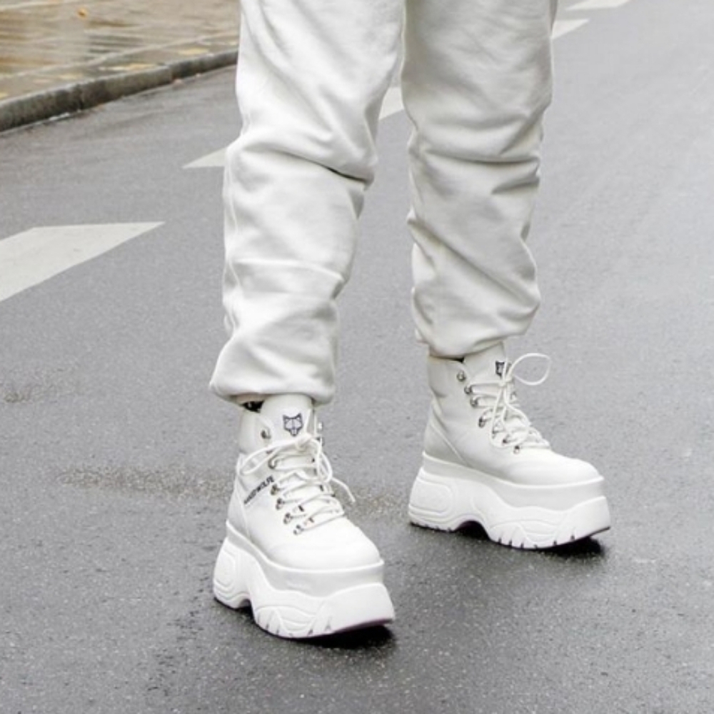 Naked Wolfe Spike Wicked White Platform High-Top Sneakers sz 7 US - Picture 6 of 15